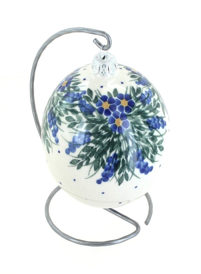 Blue Rose Polish Pottery - Blue Hyacinth Christmas Ball - 8" Ball - Hand-Painted Collectible Decoration